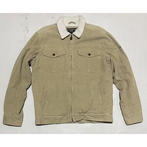 Vintage‎ Quiksilver Trucker Corduroy Jacket Medium Sherpa Lined Beige Pockets